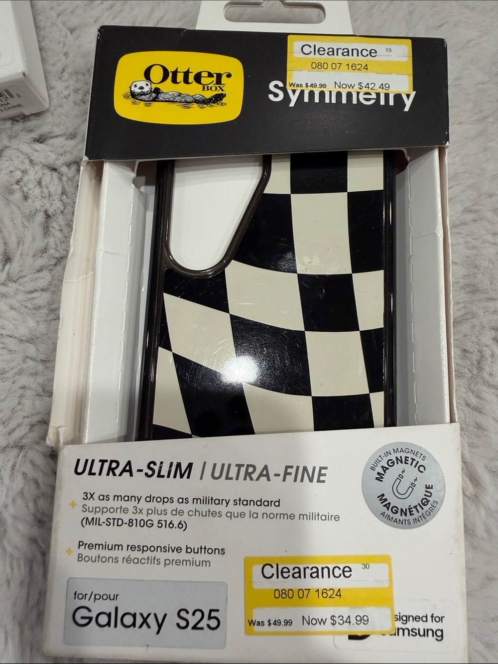 OtterBox Symmetry Series Black and White Checkerboard Case for Galaxy S25